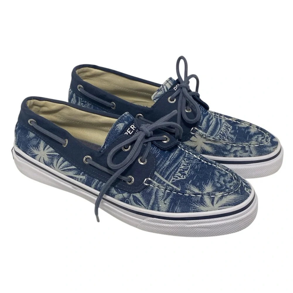 Sperry Blue & White Tropical Print Top Siders Boat Shoes - New - Men’s 11